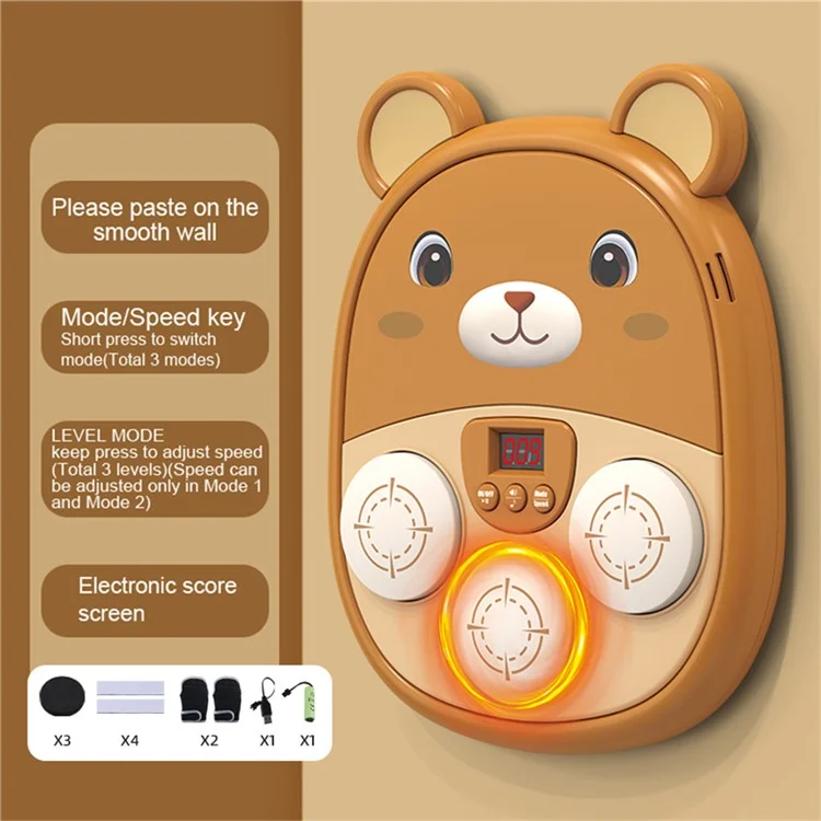 SJL3607 / SJL3609 Cartoon Tier Musik-Boxmaschine für Kinder - Elektronisches Reaktions-Rhythmusspielzeug - Braun