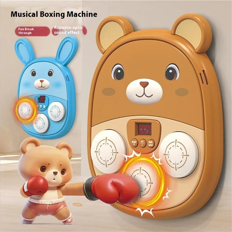 SJL3607 / SJL3609 Cartoon Tier Musik-Boxmaschine für Kinder - Elektronisches Reaktions-Rhythmusspielzeug - Braun