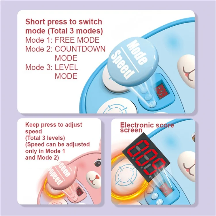 SJL3607 / SJL3609 Cartoon Tier Musik-Boxmaschine für Kinder - Elektronisches Reaktions-Rhythmusspielzeug - Braun