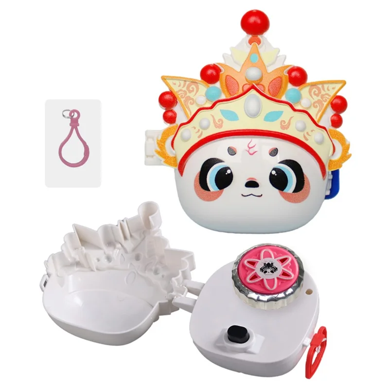 JDY827-2 Spinning Top Toy with Light Interactive Battle Gyro Toy Panda Design for Children - Red