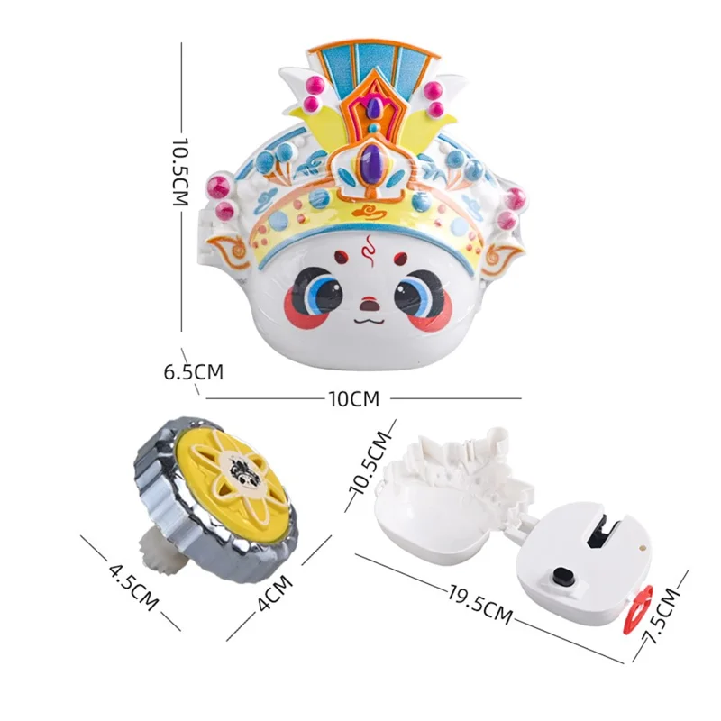 JDY827-2 Spinning Top Toy with Light Interactive Battle Gyro Toy Panda Design for Children - Red