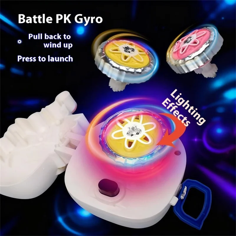 JDY827-2 Spinning Top Toy with Light Interactive Battle Gyro Toy Panda Design for Children - Red