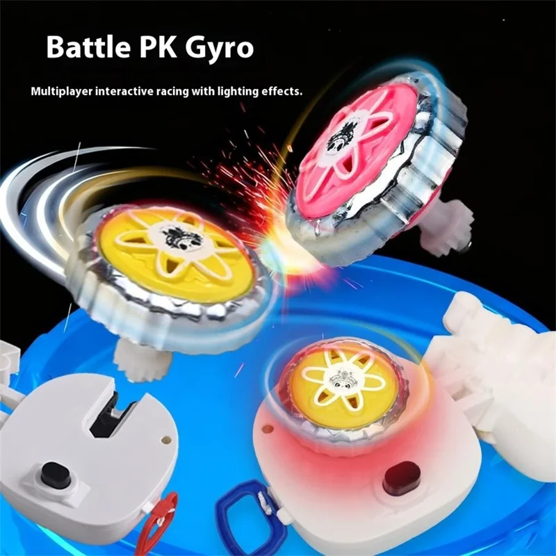 JDY827-2 Spinning Top Toy with Light Interactive Battle Gyro Toy Panda Design for Children - Red