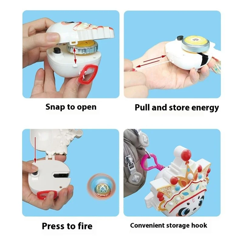 JDY827-2 Spinning Top Toy with Light Interactive Battle Gyro Toy Panda Design for Children - Red