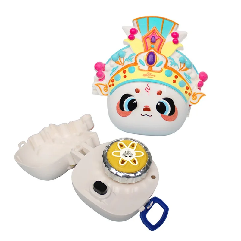 JDY827-2 Spinning Top Toy with Light Interactive Battle Gyro Toy Panda Design for Children - Red