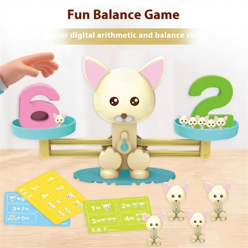 Children Balance Scale Table Game Number Math Educational Toy for Early Learning - Hippo