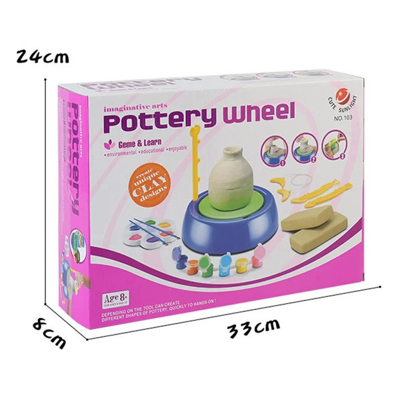 Ruota per Ceramica per Bambini Kit Fai da Te per Modellare l'Argilla Giocattolo Artistico Regalo per Bambini - Viola Scuro