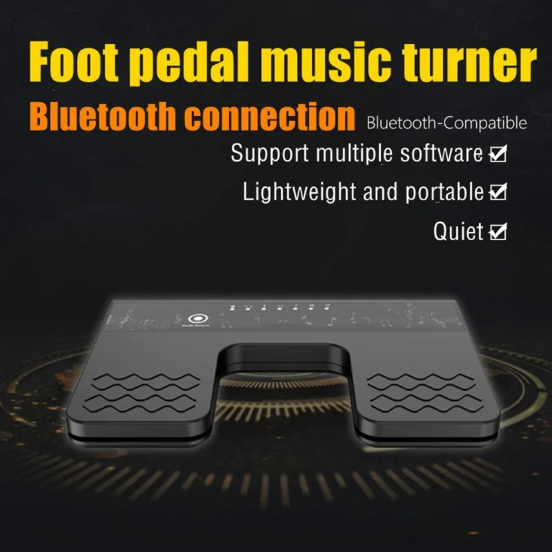 SR-F300 Wireless Bluetooth-compatible Music Page Turner Foot Switch Foot Pedal for Tablets Smartphones - Black