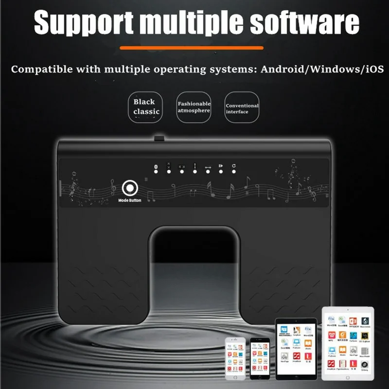 SR-F300 Wireless Bluetooth-compatible Music Page Turner Foot Switch Foot Pedal for Tablets Smartphones - Black