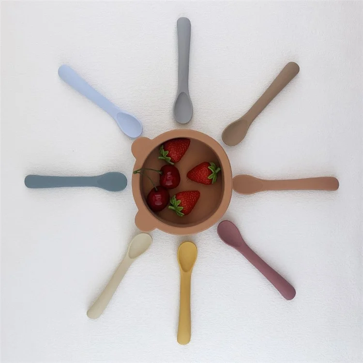 Silicone Baby Feeding Spoon First Stage Baby Baby Baby Small Cuillères Softs Toddlers Training Spoon For Children Auto Feeding (sans Bpa, Certification Fda) - Orange