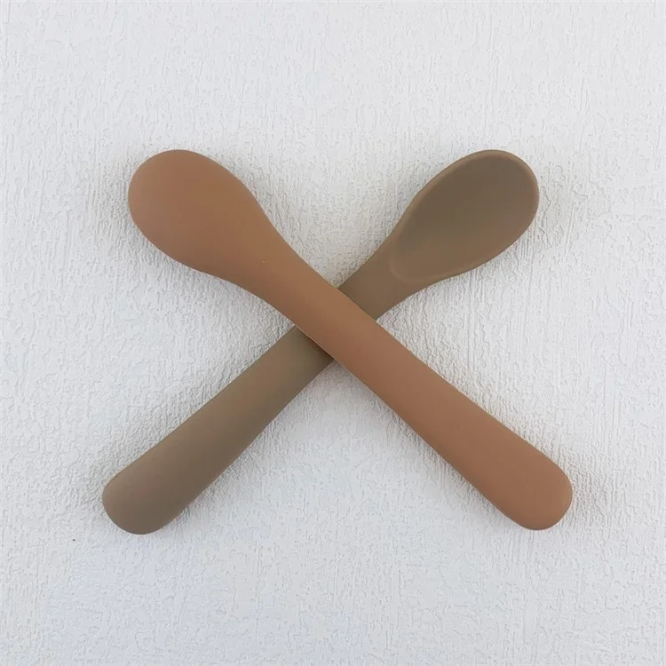 Silicone Baby Feeding Spoon First Stage Baby Baby Baby Small Cuillères Softs Toddlers Training Spoon For Children Auto Feeding (sans Bpa, Certification Fda) - Orange