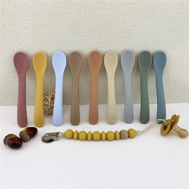 Silicone Baby Feeding Spoon First Stage Baby Baby Baby Small Cuillères Softs Toddlers Training Spoon For Children Auto Feeding (sans Bpa, Certification Fda) - Orange