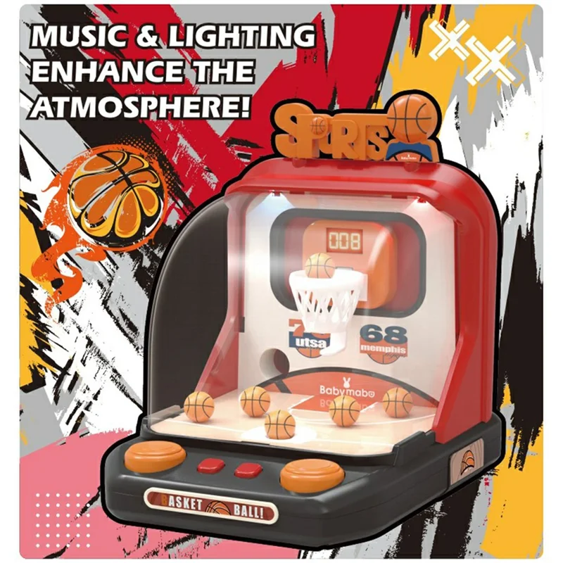 SJ815 Elektrische Basketbalworp Speelgoedmachine Scoring Systeem Educatief Sportspel voor Kinderen - Zwart / Rood