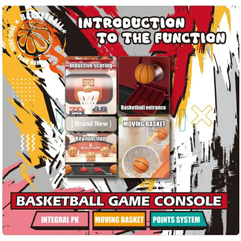 SJ815 Elektrische Basketbalworp Speelgoedmachine Scoring Systeem Educatief Sportspel voor Kinderen - Zwart / Rood
