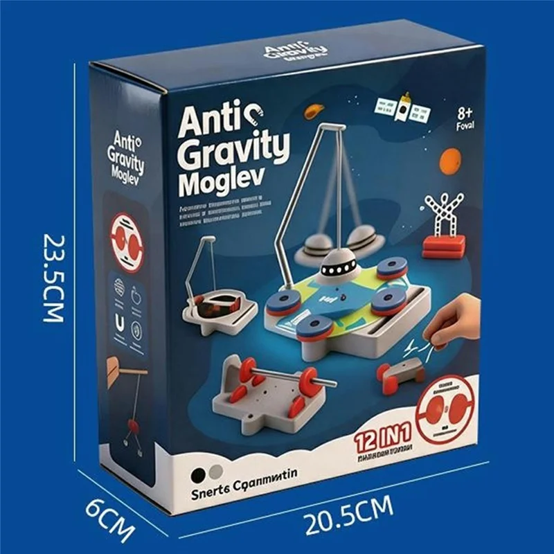 WH2158 12 in 1 Magnetic Science Experiment Kit Anti Gravity Maglev Toy for Kids Ages 8+ - Grey