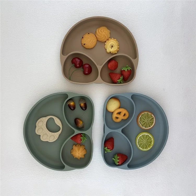 Smile Decor Kids Divided Plate Children Crianças Crianças Babias Placas de Placa de Alimentos Placa de Alimentação de Alimentos (certificação Sem Bpa, Fda) - Laranja