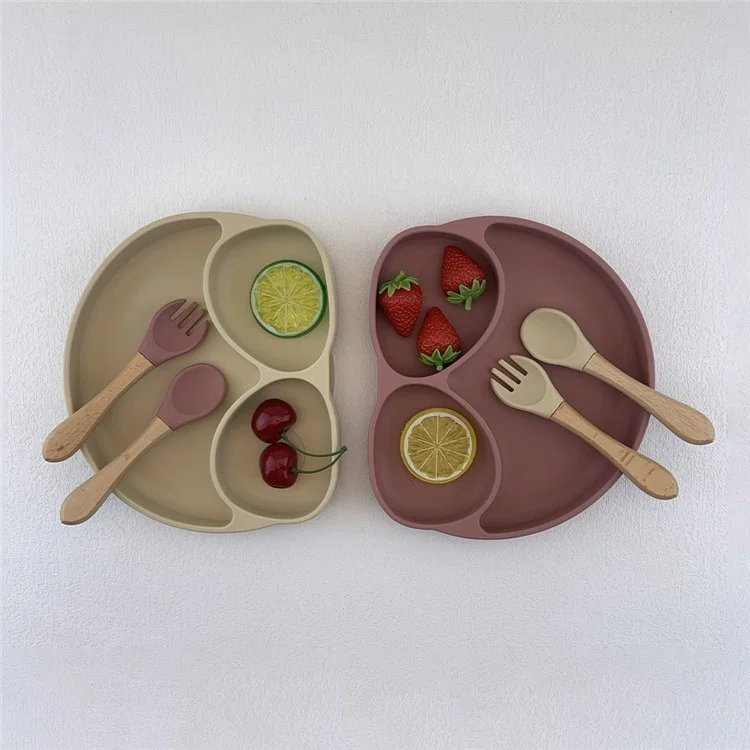 Smile Décor Enfants Assiette Divisée Enfants Pour Tout-petits-taux Pour Bébés Plaque D'alimentation Plaque D'alimentation Plaque D'alimentation (sans Bpa, Certification Fda) - Orange