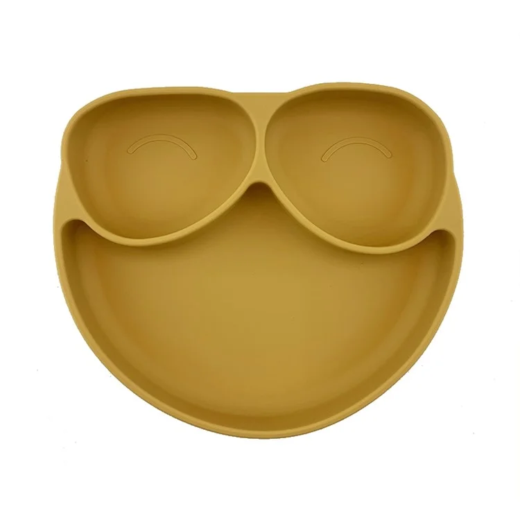 Smile Decor Kids Divided Plate Children Toddlers Babies Portion Plate Food Tray Food Feeding Plate (BPA-Free, FDA Certification) - Yellow