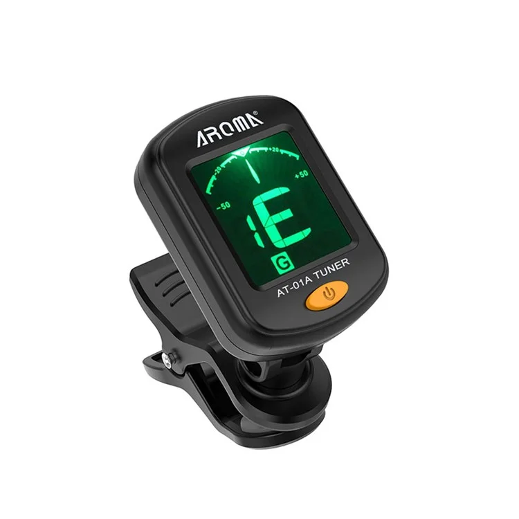 AROMA AT-01A LCD Display Guitar Tuner Rotatable Clip-on Tuner for Chromatic Acoustic Guitar Bass Ukulele Guitar Accessories