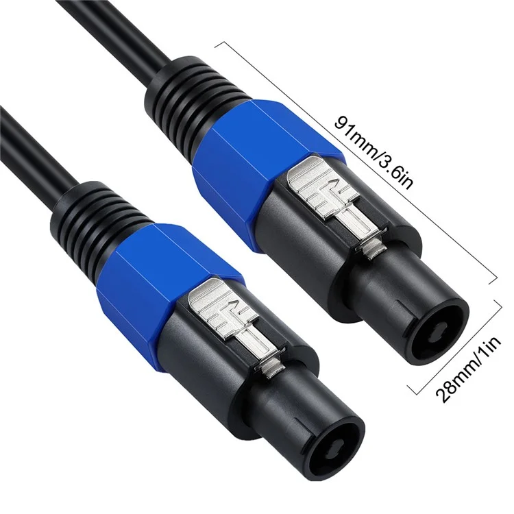 JUNSUNMAY 50FT Speakon Male to Male Cable Speaker Audio Amplifier Connection Cord with Twist Lock