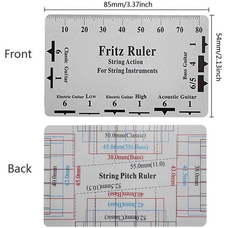 Righello Misuratore di Azione delle Corde della Chitarra in Plastica Fritz per Accessori per Strumenti Musicali