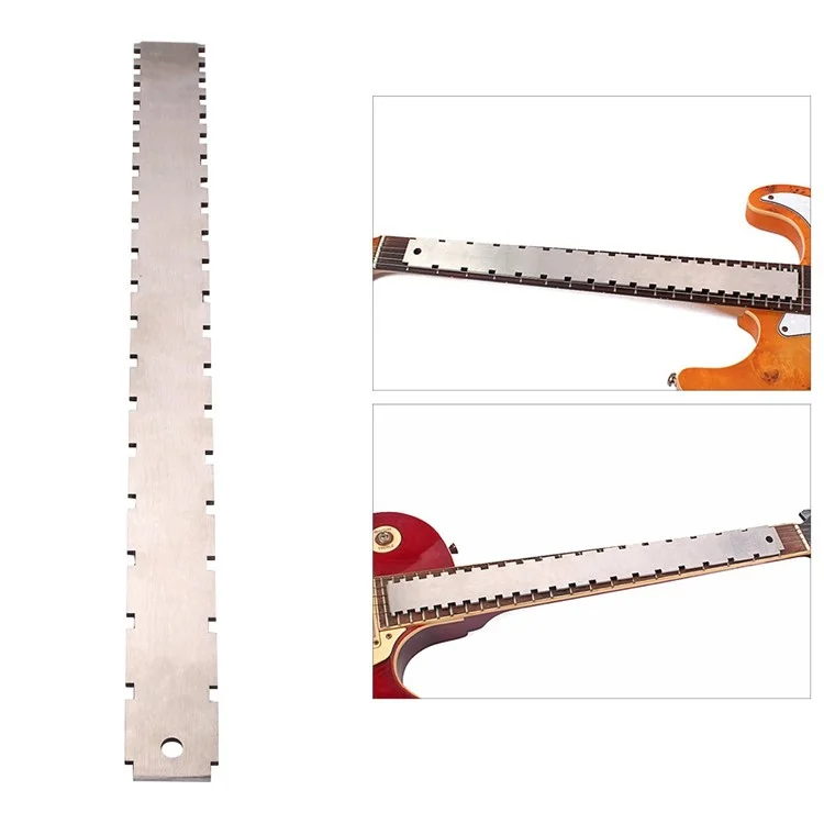 Regla de cuello de guitarra de acero inoxidable de 42 cm, herramienta de lutier para guitarras eléctricas