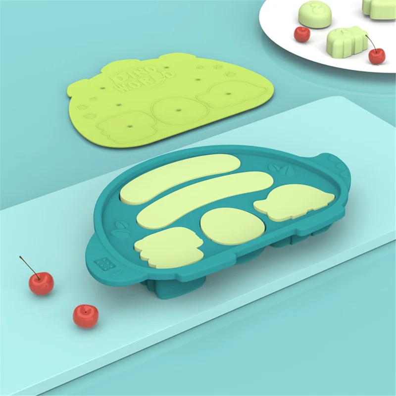 HOGOKIDS Silicone Sausage Maker Dinosaur Shape Steamed Pastry Mold with Lid ST (BPA Free, No FDA Certificate) - Green