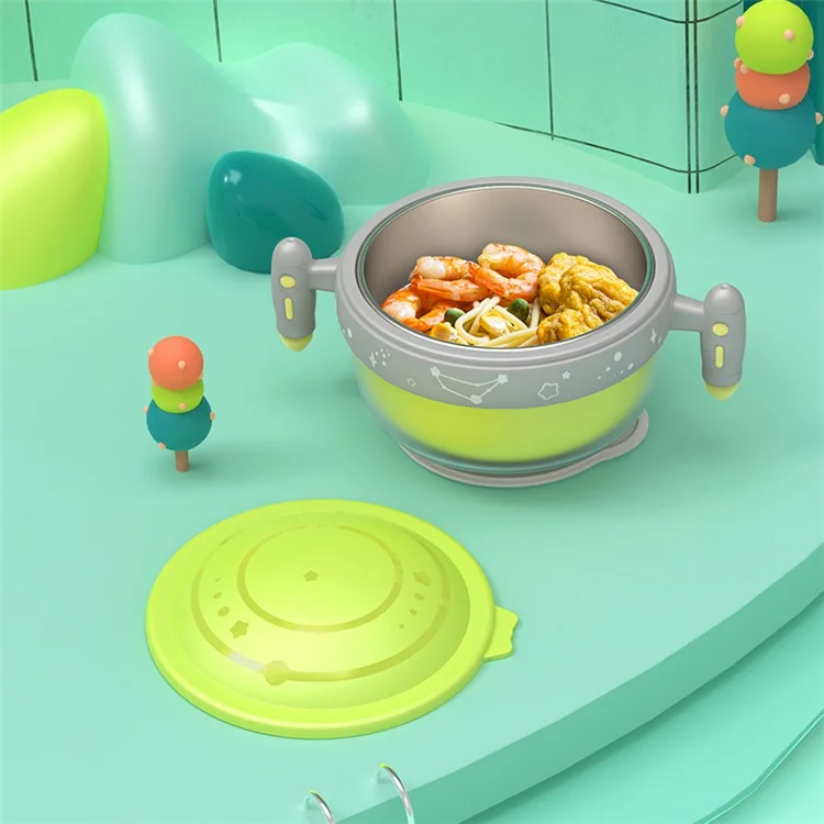 HOGOKIDS 400ml Iniezione di Acqua Calda Isolante Kids Warm Tableware Food Warming Bowl ST (Senza BPA, Senza Certificato FDA) - Verde