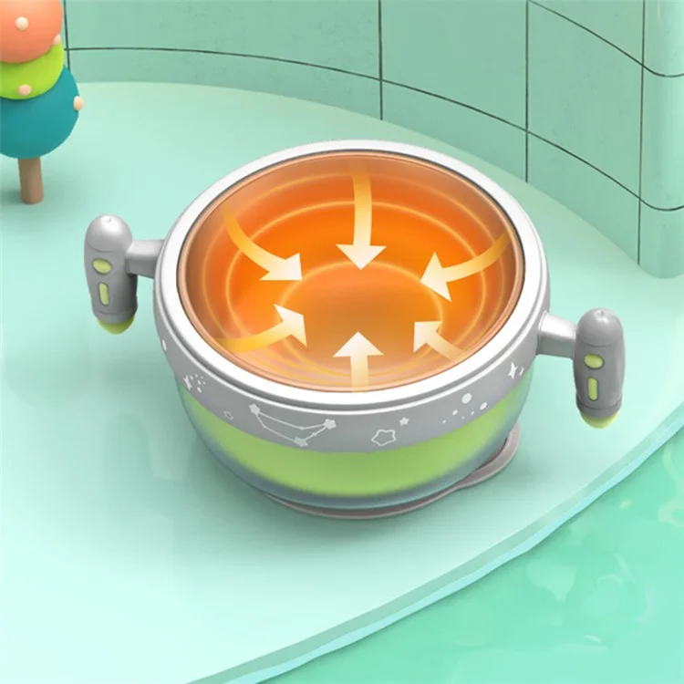 HOGOKIDS 400ml Iniezione di Acqua Calda Isolante Kids Warm Tableware Food Warming Bowl ST (Senza BPA, Senza Certificato FDA) - Verde