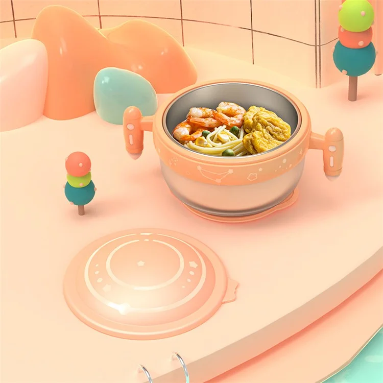 HOGOKIDS 400ml Iniezione di Acqua Calda Isolante Kids Warm Tableware Food Warming Bowl ST (Senza BPA, Senza Certificato FDA) - Verde