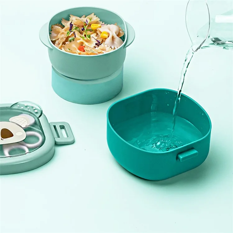 HOGOKIDS Baby Self-Feeding Eating Bowl Tragbares Kinderbesteck-Set mit Schere, Löffel (Kein FDA, BPA-frei) - Grün