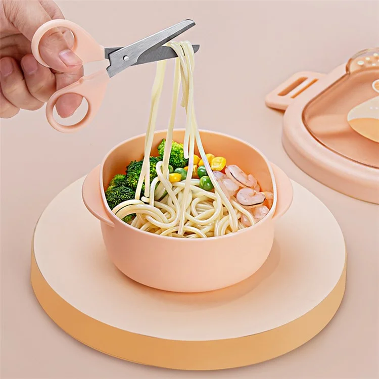 HOGOKIDS Baby Self-Feeding Eating Bowl Tragbares Kinderbesteck-Set mit Schere, Löffel (Kein FDA, BPA-frei) - Grün