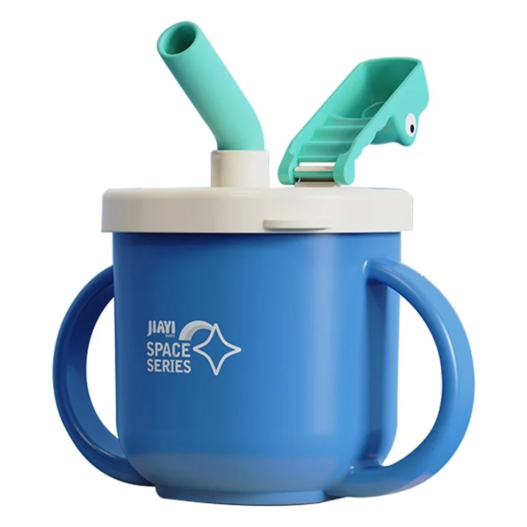 JIAYI BABY Kid Toddler Cup 316 Нержавеющая сталь+PP Бутылка для питья с силиконовой соломинкой для маленьких девочек и мальчиков (Без БФА, без сертификата FDA) - Синий