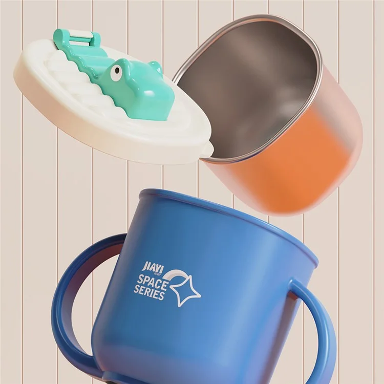 JIAYI BABY Kid Toddler Cup 316 Нержавеющая сталь+PP Бутылка для питья с силиконовой соломинкой для маленьких девочек и мальчиков (Без БФА, без сертификата FDA) - Синий