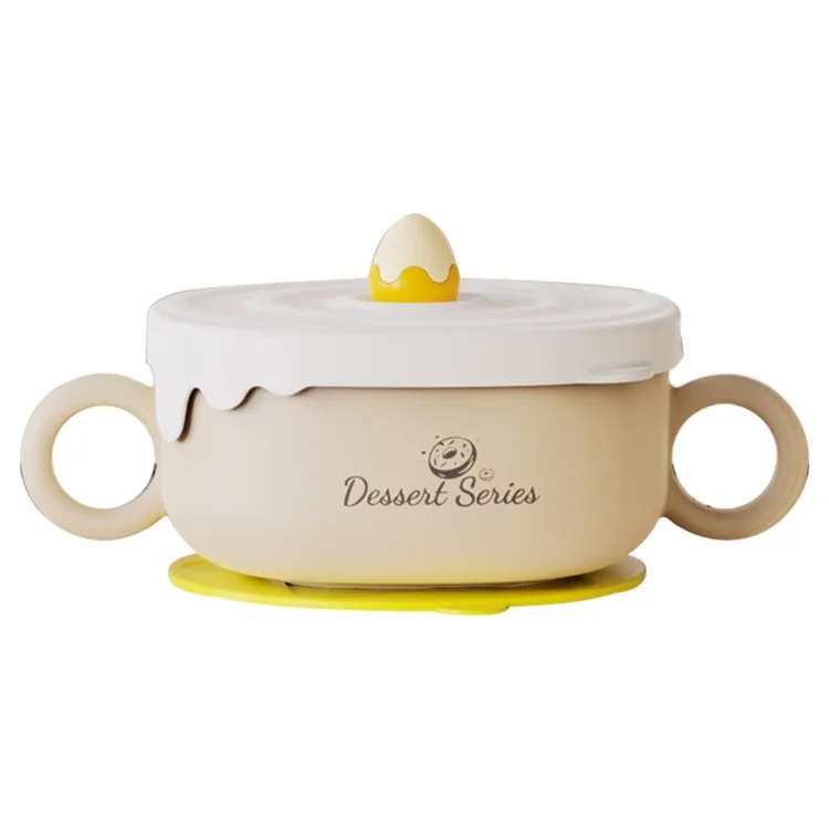 JIAYI BABY 400ml Детская пищевая добавка Миска 316 Нержавеющая сталь Изоляционная миска ST (Без BPA, Нет сертификата FDA) - Желтый