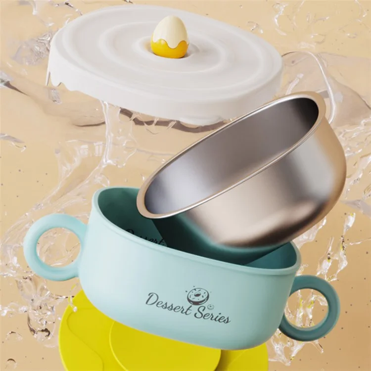 JIAYI BABY 400ml Детская пищевая добавка Миска 316 Нержавеющая сталь Изоляционная миска ST (Без BPA, Нет сертификата FDA) - Желтый