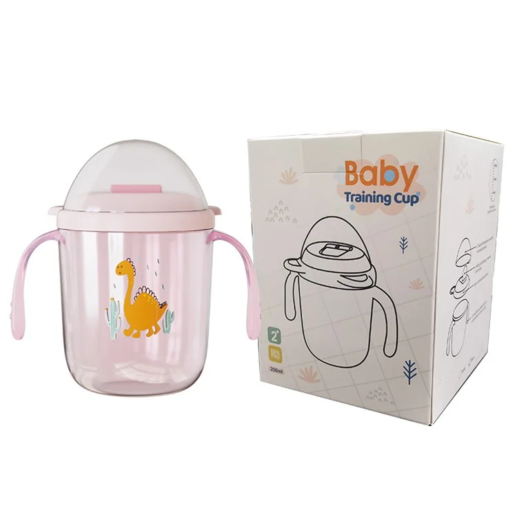 250 ml Baby Feeding Cup Kinder Lernen Trinkflasche Mit Griffen ST (BPA Kostenlos, Kein FDA -zertifikat) - Hell-pink / Sippy Cup