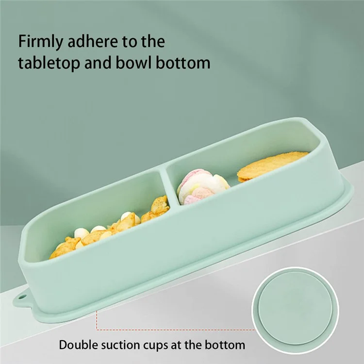 2 in 1 Children Silicone Dinner Plate Box Complementary Food Baby Suction Tableware ST (BPA Free, No FDA Certificate) - Green