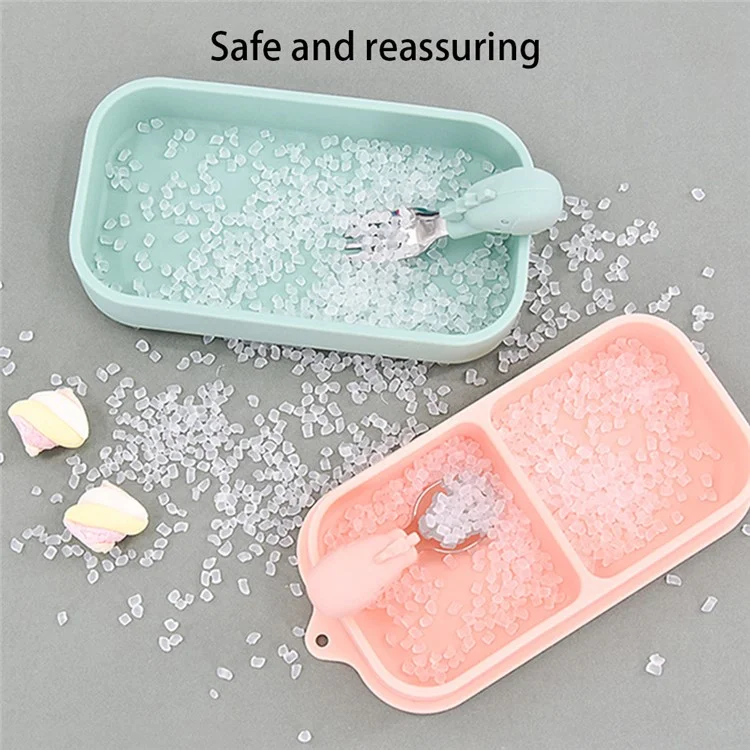 2 in 1 Children Silicone Dinner Plate Box Complementary Food Baby Suction Tableware ST (BPA Free, No FDA Certificate) - Green
