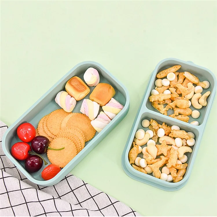 2 in 1 Children Silicone Dinner Plate Box Complementary Food Baby Suction Tableware ST (BPA Free, No FDA Certificate) - Green