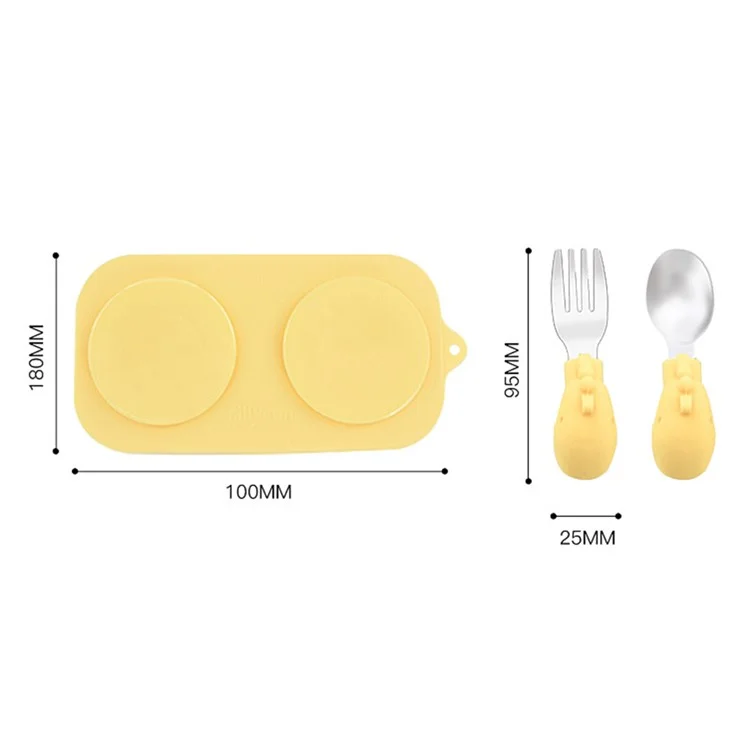 2 in 1 Children Silicone Dinner Plate Box Complementary Food Baby Suction Tableware ST (BPA Free, No FDA Certificate) - Green