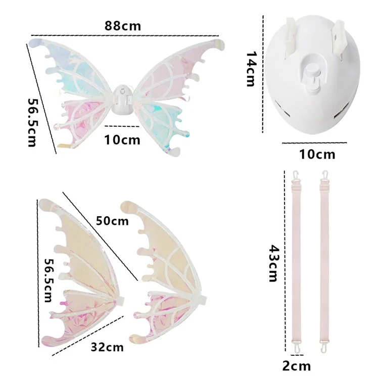 Ailes de fée électriques avec lumières LED pour enfants filles, ailes de papillon lumineuses pour la fête, accessoire de Noël