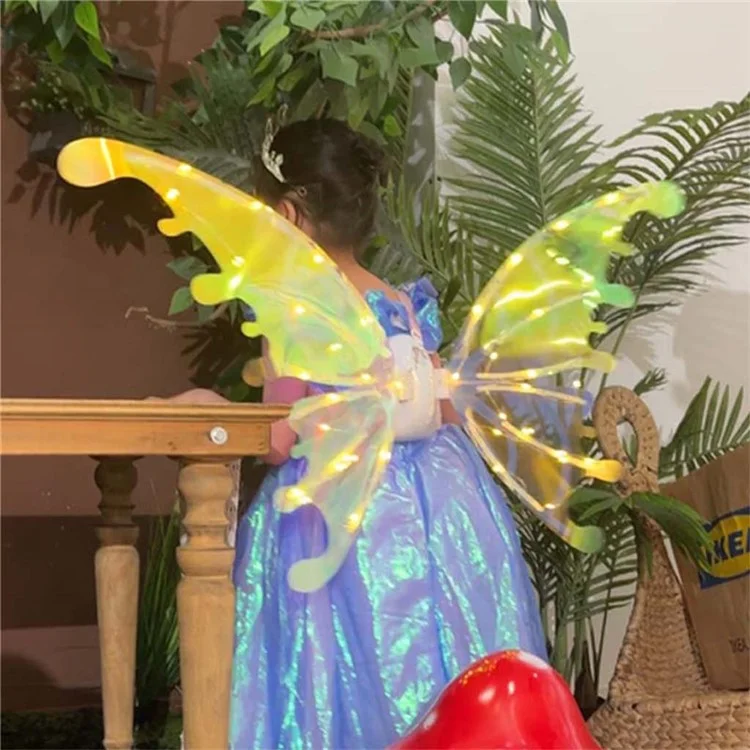 Ailes de fée électriques avec lumières LED pour enfants filles, ailes de papillon lumineuses pour la fête, accessoire de Noël