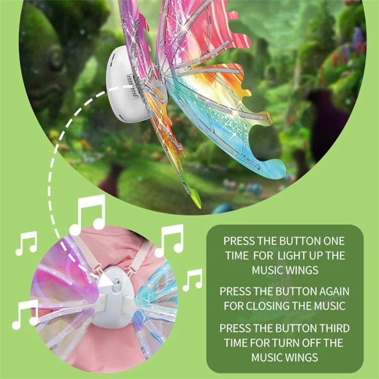 Electric Fairy Wings for Kids Girls, Lightweight Butterfly Wings for Birthday Party (No Light Strip, No Battery)