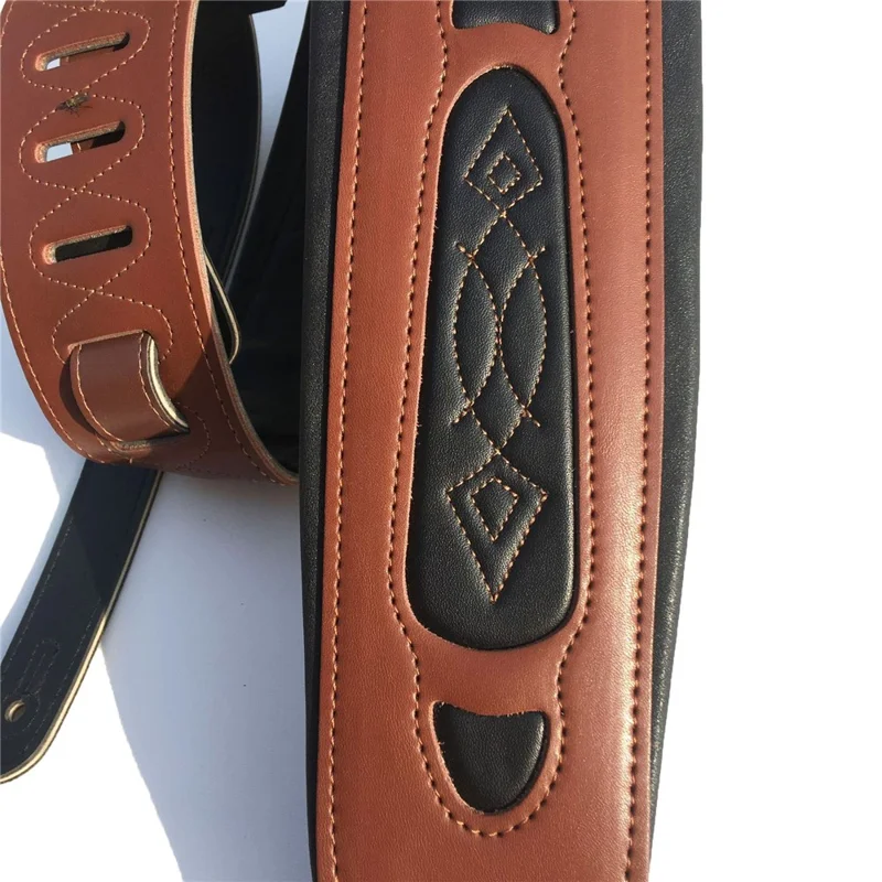 PP-6 Bass Guitar Straps Adjustable Guitar Belt Strap with Leather Ends 110-130cm Guitar Accessories - Brown