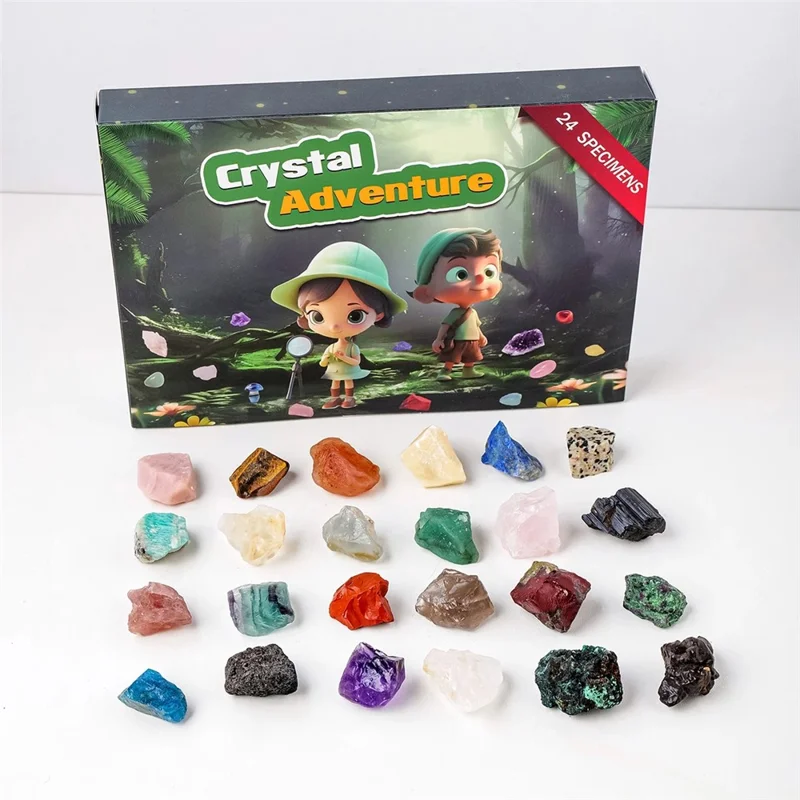 24-Grid Natural Crystal Raw Stone Crystal Gem Specimens Kids Gift Blind Box - Raw Shape
