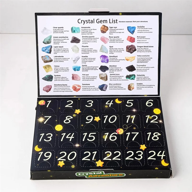 24-Grid Natural Crystal Raw Stone Crystal Gem Specimens Kids Gift Blind Box - Raw Shape