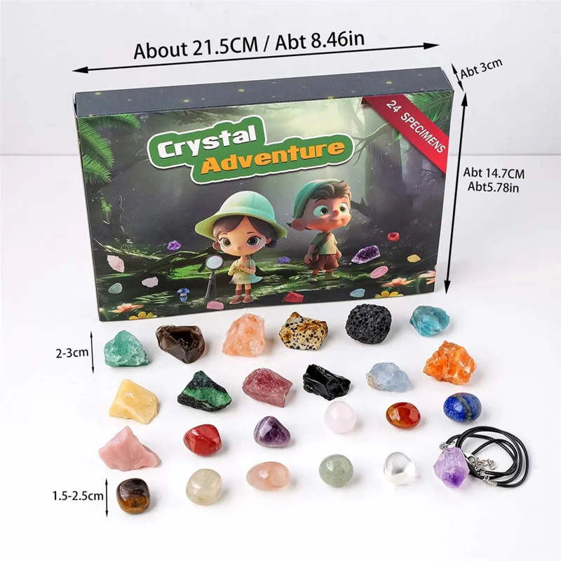 24-Grid Natural Crystal Raw Stone Crystal Gem Specimens Kids Gift Blind Box - Raw Shape