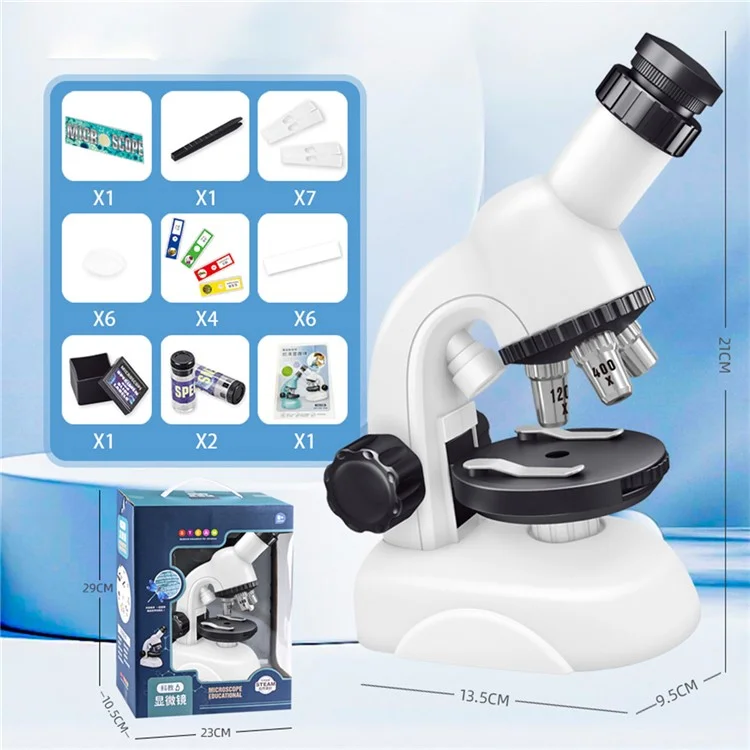 C2234 Mikroskop-Set für Studenten 1200X / 400X / 100X mit Beleuchtung, Bildungsspielzeug für die Wissenschaft