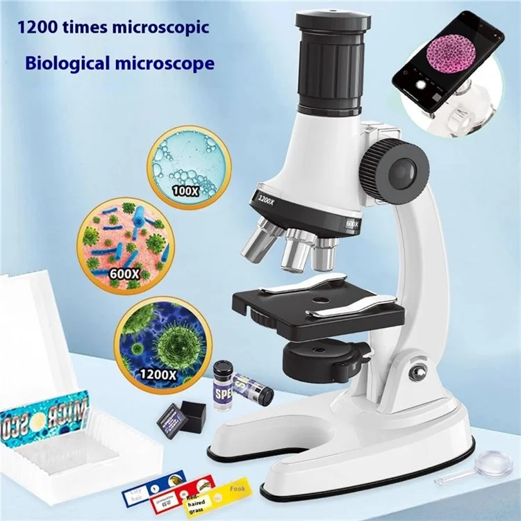 C2227A Kids Microscope Kit 1200x Magnification Kids Beginner Microscope Science Education Experiments